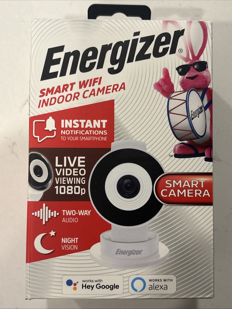 Energizer Smart Wi-Fi 1080P HD Indoor Security Camera with Cloud and Micro-SD Storage in White