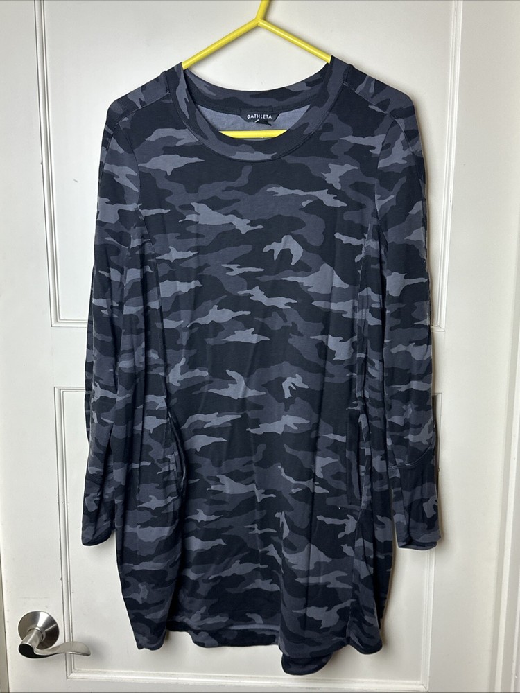 Athleta Balance Printed  Dress Size XL Camo  Grey & Black Style 982685 Stretch