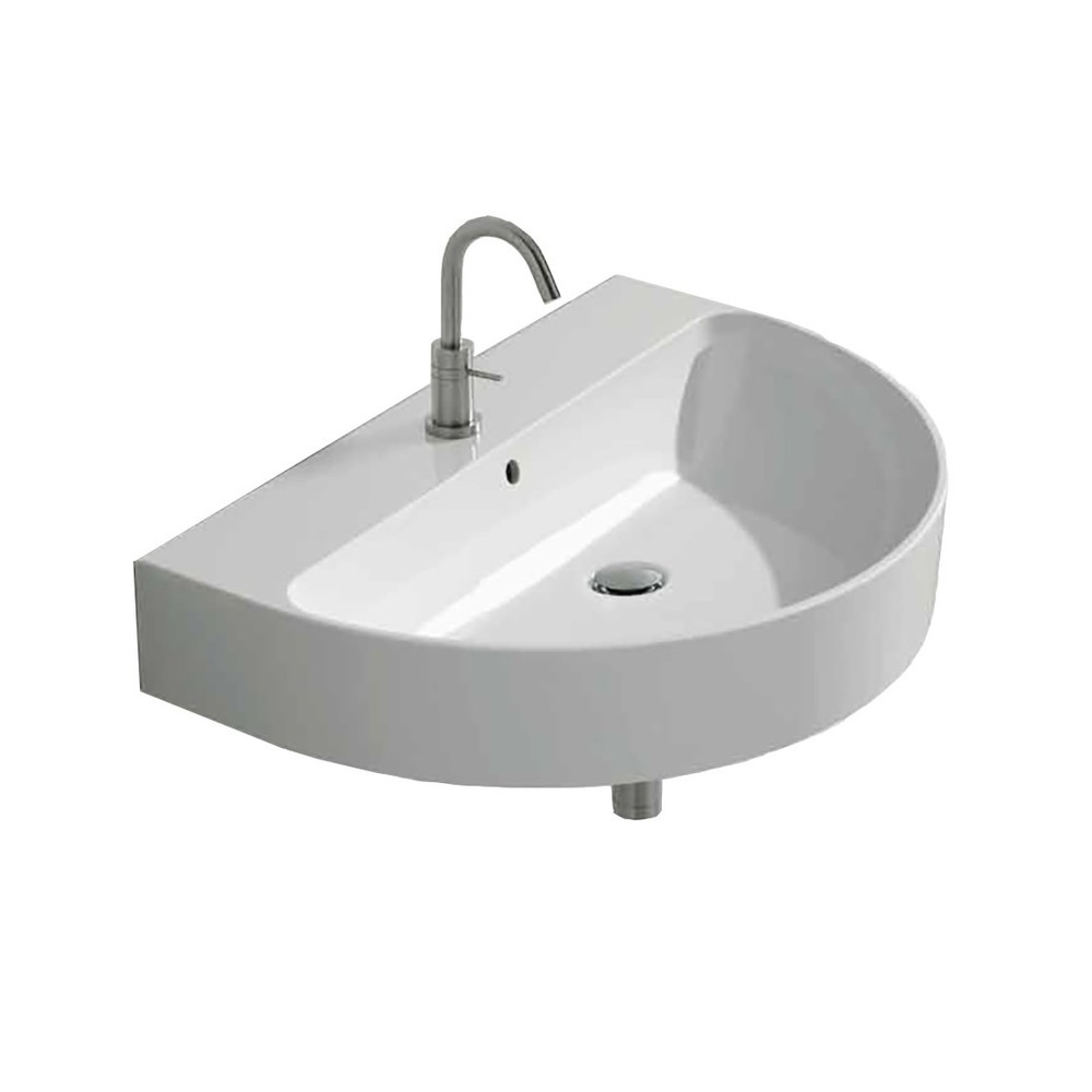 WS Bath Collections 50A 19-11/16 Inch White Ceramic Wall Mount Sink