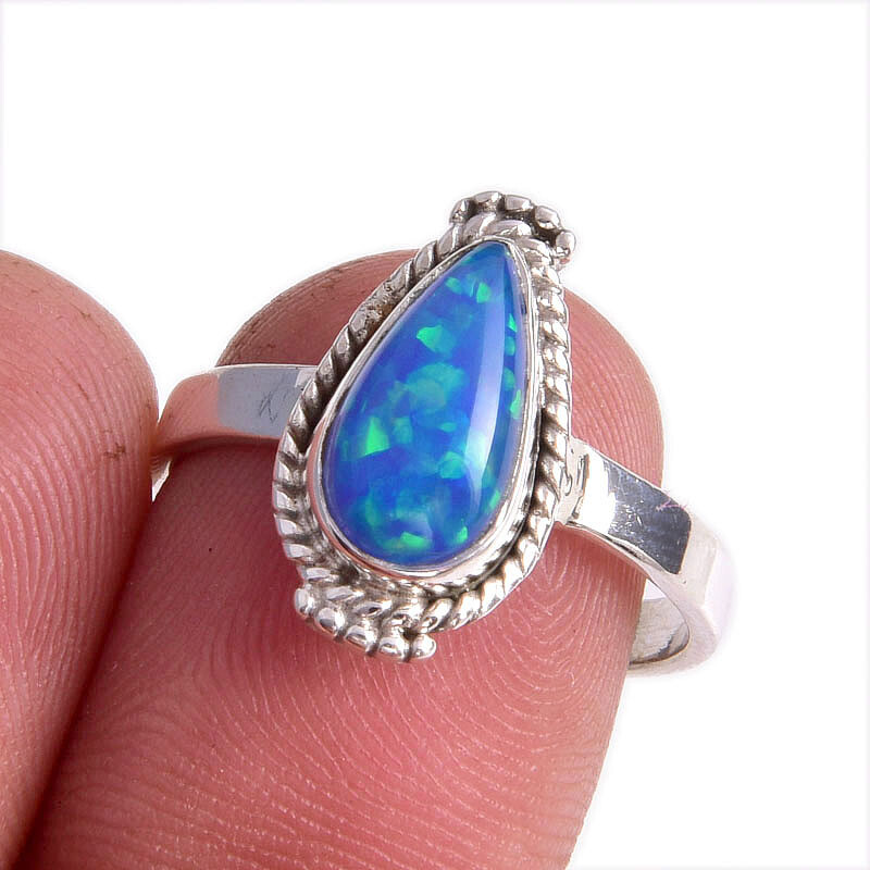 Natural Ethiopian Opal Handmade Sterling Silver Ring Size 8