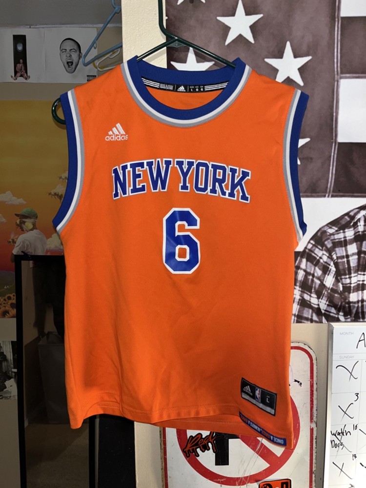 Kristaps Porzingis New York Knicks Basketball Adidas Orange Jersey Youth L NBA