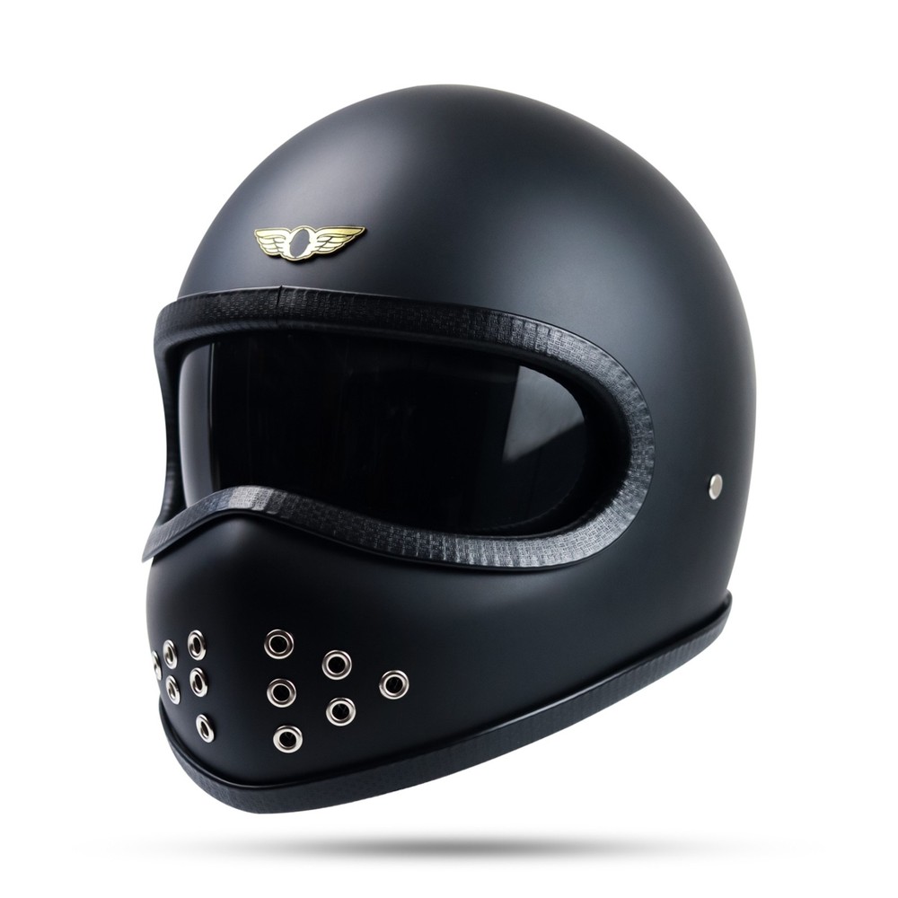 SALE ! VINTAGE CUSTOM HELMET BULLHEAD BLACK MATTE BOBBER CHOPPER CAFERACER MOTOR