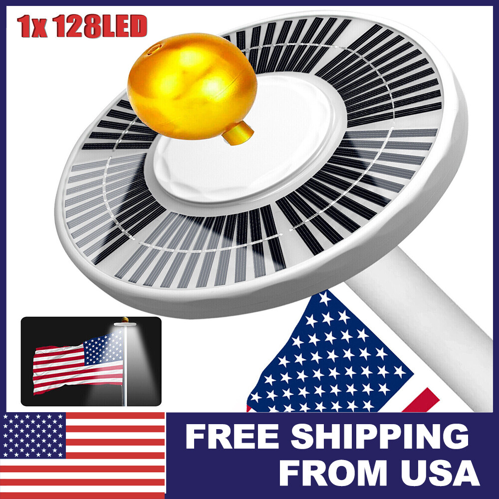128 LED Solar Flag Pole Light New Super Bright Solar Powered Light Waterproof US