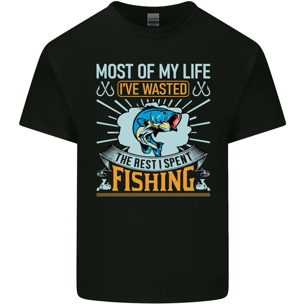 Wasted Life the Rest I Spent Fishing Funny Mens Cotton T-Shirt Tee Top