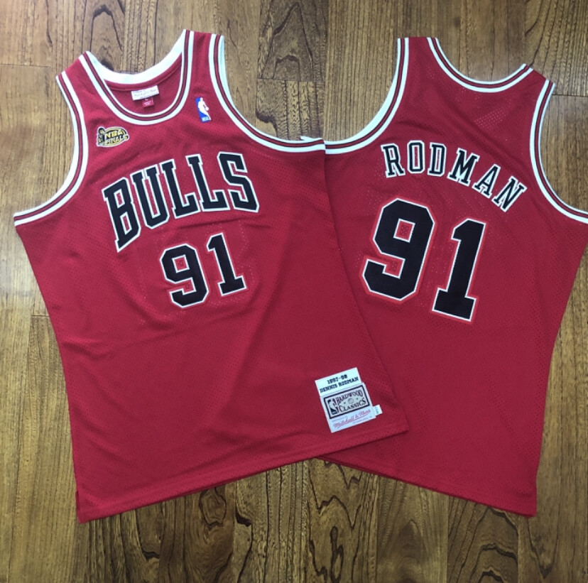 Chicago Bulls Dennis Rodman red basketball retro jersey