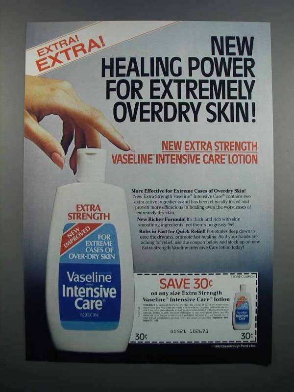 1983 Vaseline Intensive Care Lotion Ad Showcases Deep Healing Power