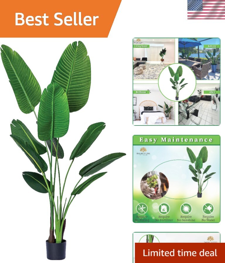 5ft Artificial Silk Bird of Paradise Potted Palm Tree