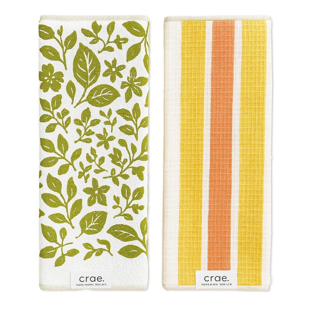 Crae Microfiber Hand Towel & Washcloth Set of 2 Double-Sided Waffle Weave