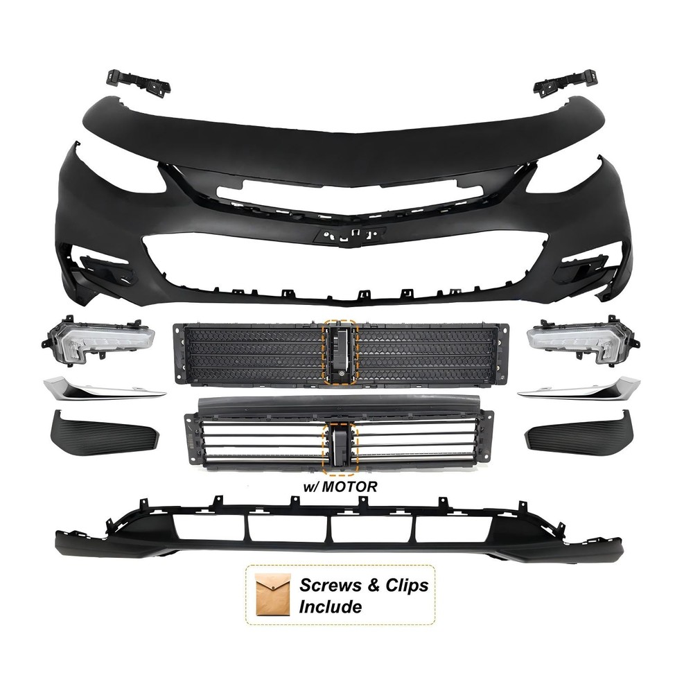 Front Bumper Cover Grill Assembly For 2016-2018 Chevrolet Malibu Grille Shutter