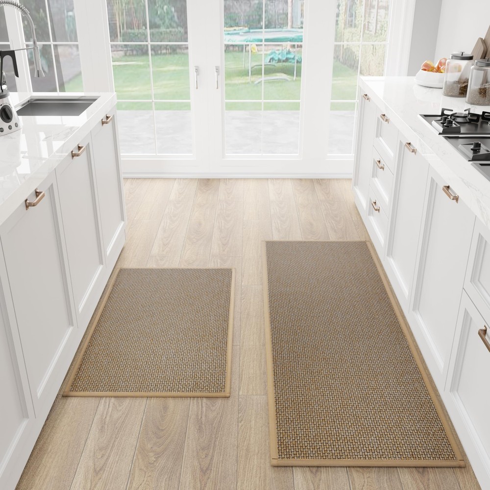 Non-Slip Kitchen Mat Set of 2 - Cushioned & Absorbent Floor Rugs for Comfort