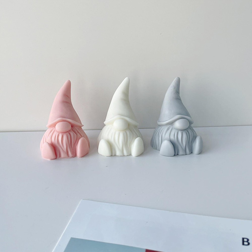 3D Christmas Gnome Candle Mold Faceless Gnome Silicone Mould Decor 2.9 In