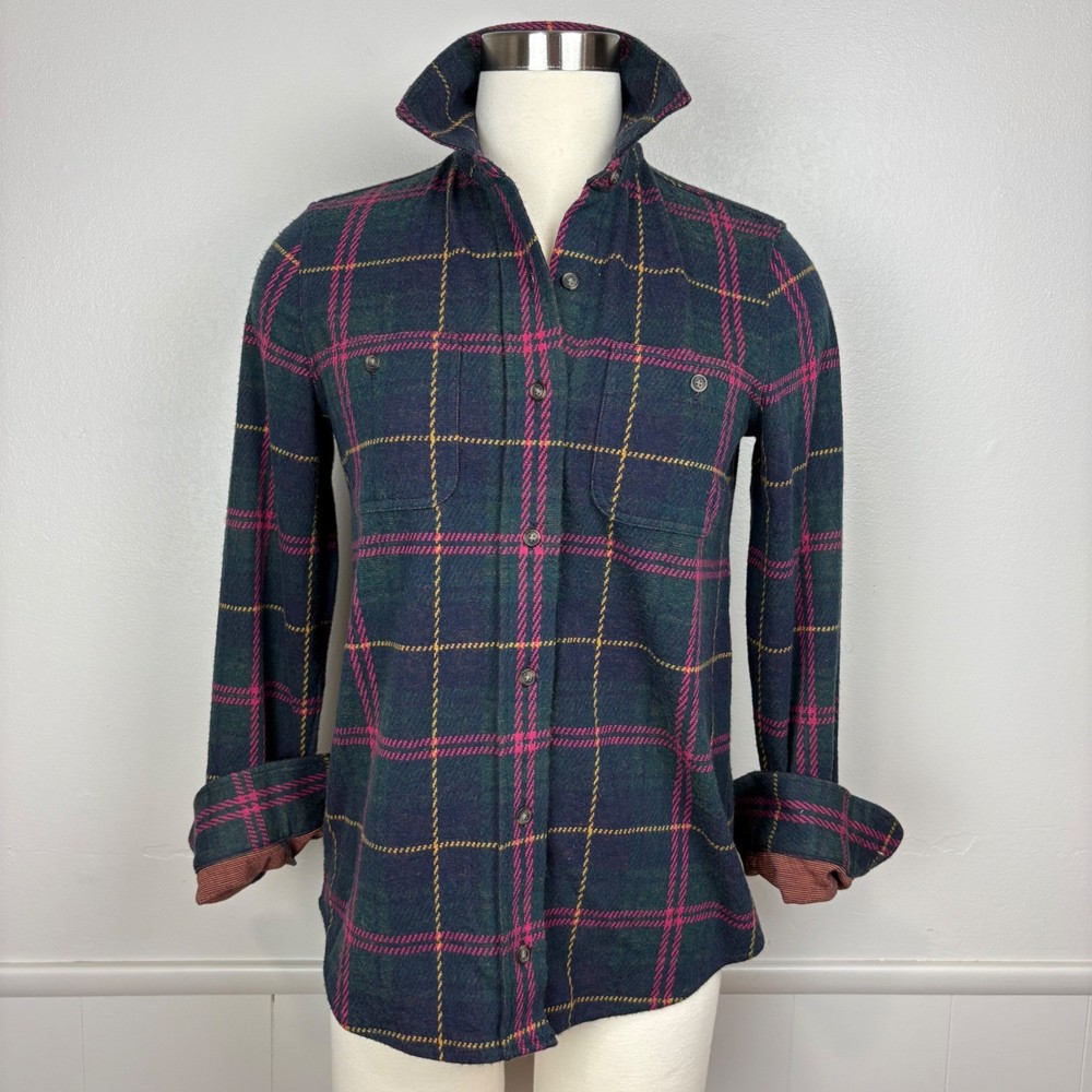 Faherty Women's Legend Sweater Shirt Size XS Outer Limits Plaid Shacket Soft