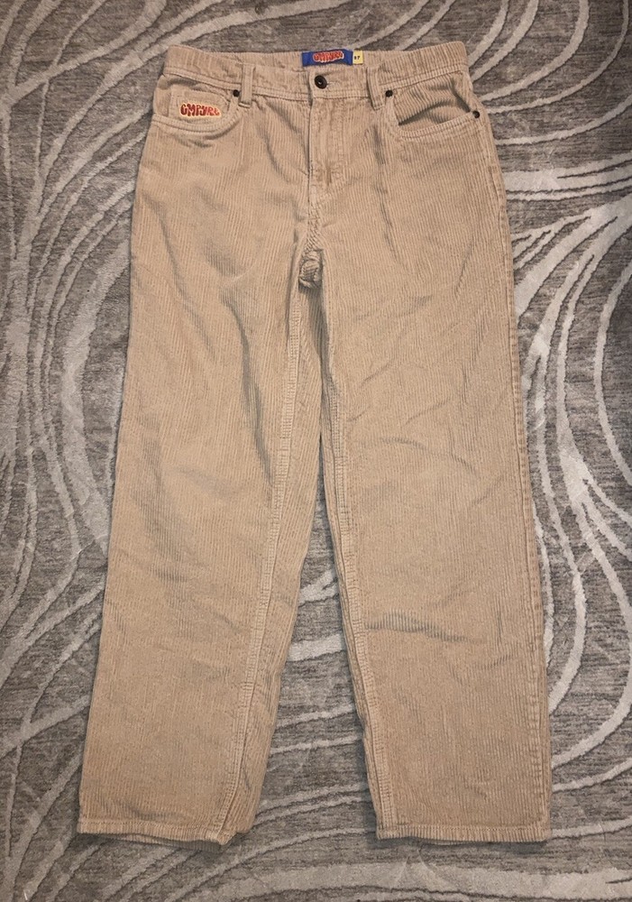 Vintage Empyre Relax Loose Fit Baggy Corduroy Y2K Skate Pants Tan Khaki 27X27