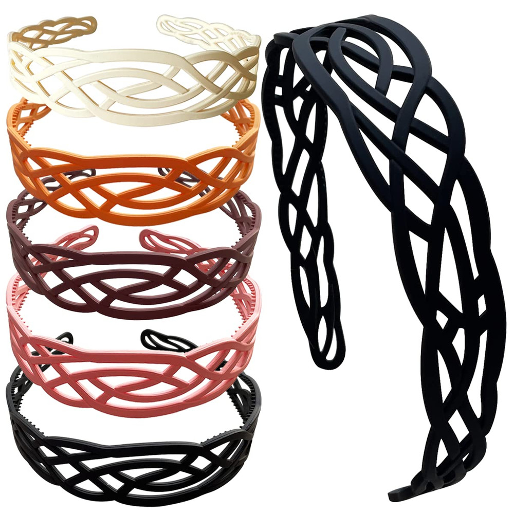 Springtime 6Pcs Wide Plastic Headbands for Women Fashion Hair Bands with Teeth f