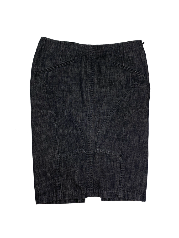 GUCCI 2002 TOM FORD WOMEN Y2K DENIM SKIRT LOW RISE RAW WASH MADE IN ITALY 38 XS
