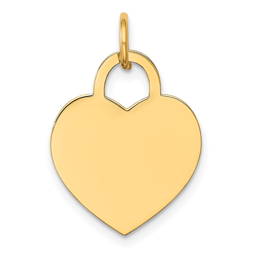 14k Yellow Gold Medium Engravable Heart Charm Pendant L-22mm, W-15mm 1.51gm
