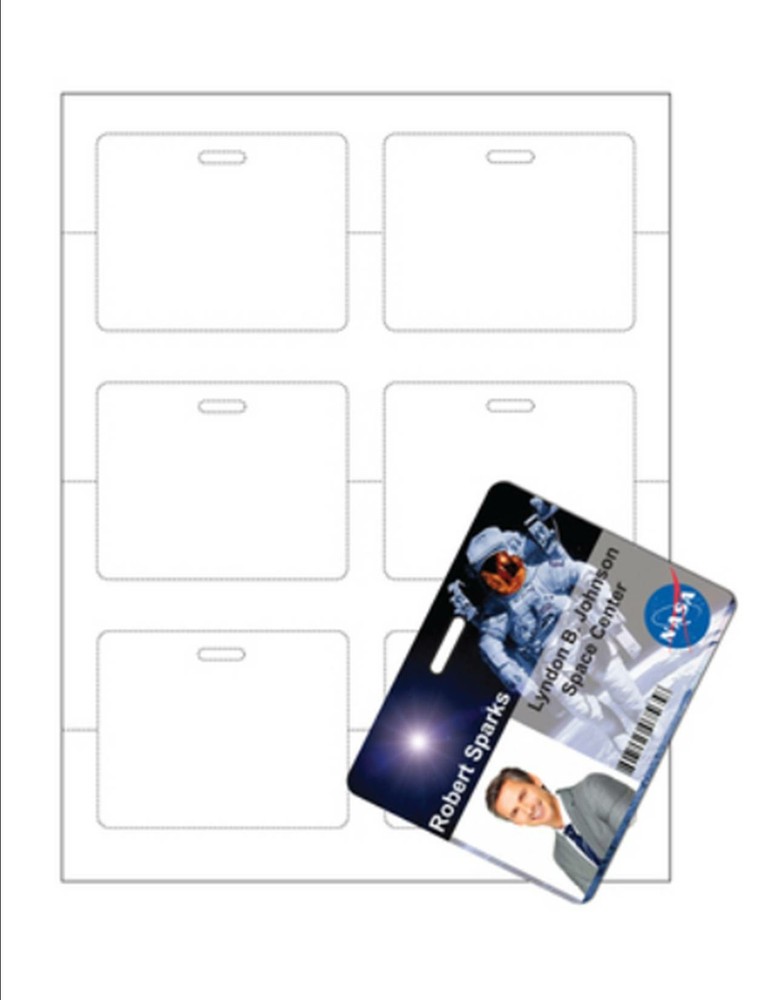Blank Name Badge Card (No-Tear), 6-UP on 8.5