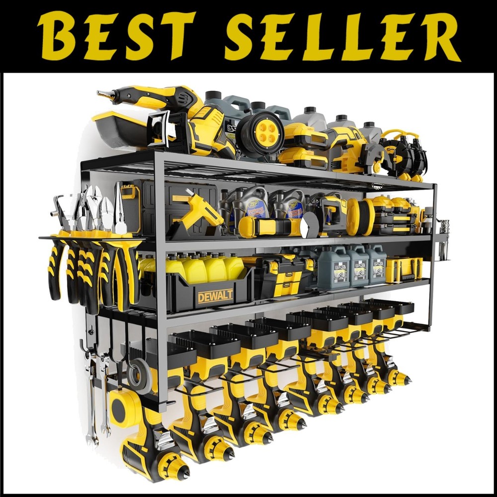 4-Tier Heavy Duty Power Tool Organizer Rack with 360 lb Capacity for DIY