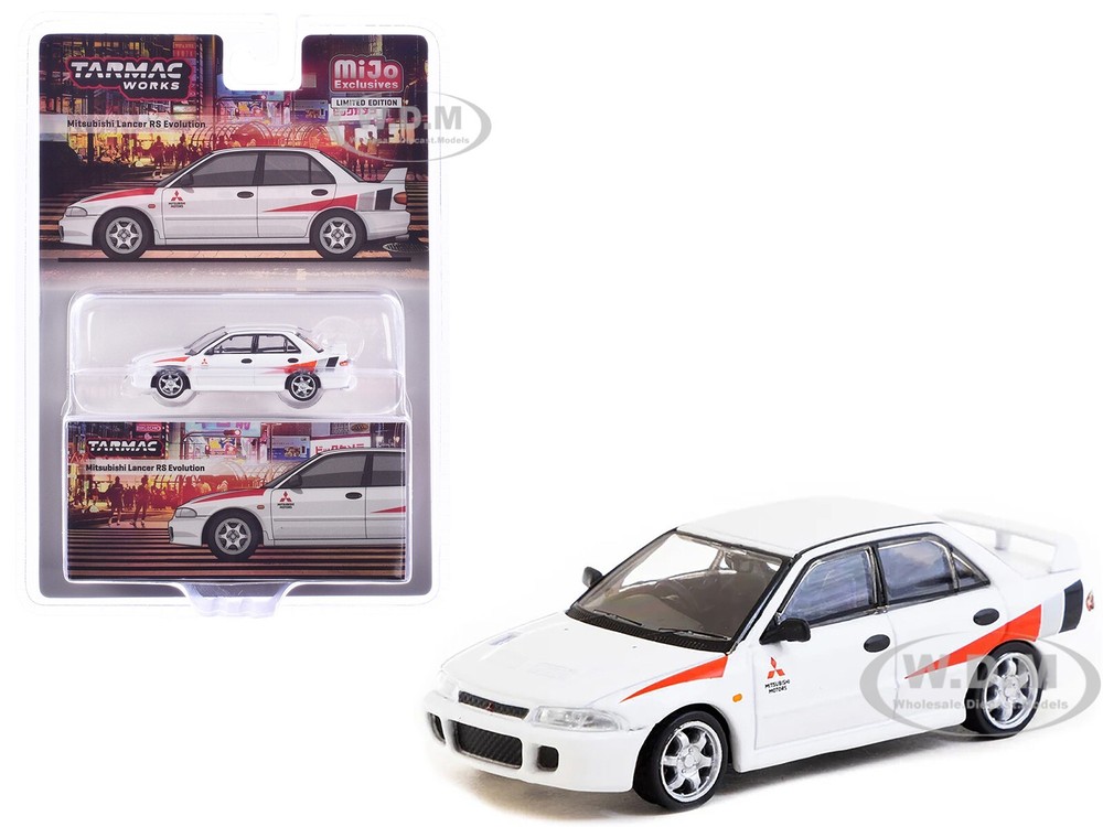 MITSUBISHI LANCER RS EVO RHD WHITE 1/64 DIECAST BY TARMAC WORKS T64G-048-RS
