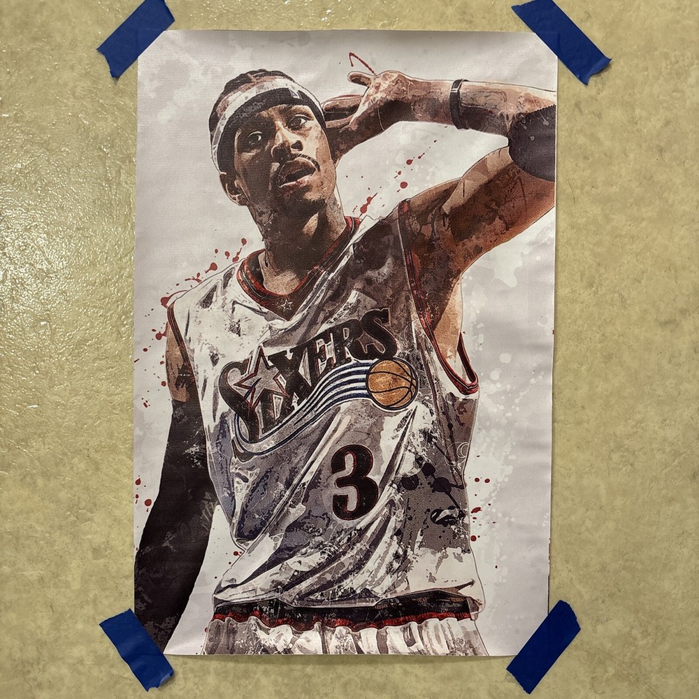 Allen Iverson AI Sixers Basketball NBA Man Cave Canvas Poster Wall Art ✅ 12x18”