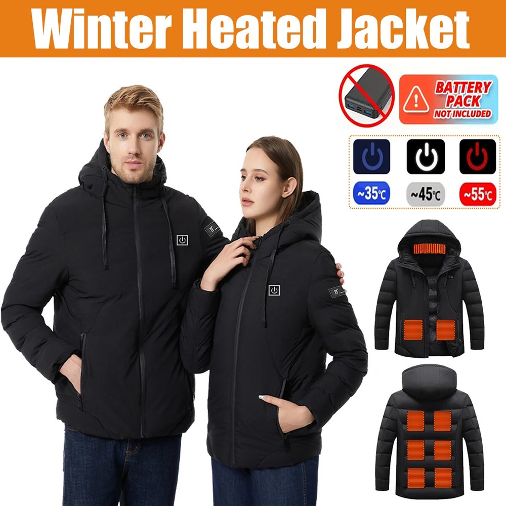 Men's Heated Jacket, Winter Warm Outdoor USB Electric Heated Jacket New