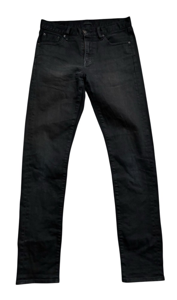 Uniqlo Jeans Mens Size 30x33 Long Black Slim Skinny Redstitch Selvedge Preppy