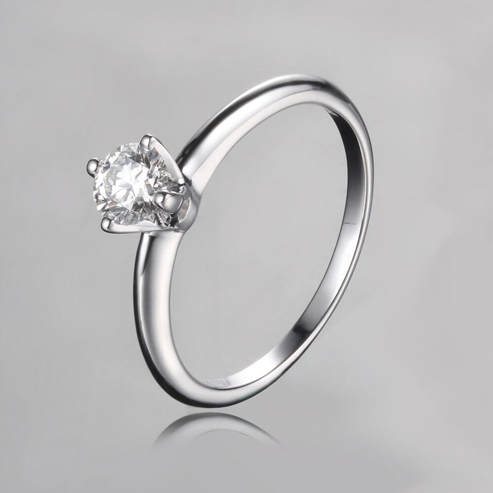 4.3mm Round 0.3ct Moissanite Sterling Silver Engagement Wedding Ring