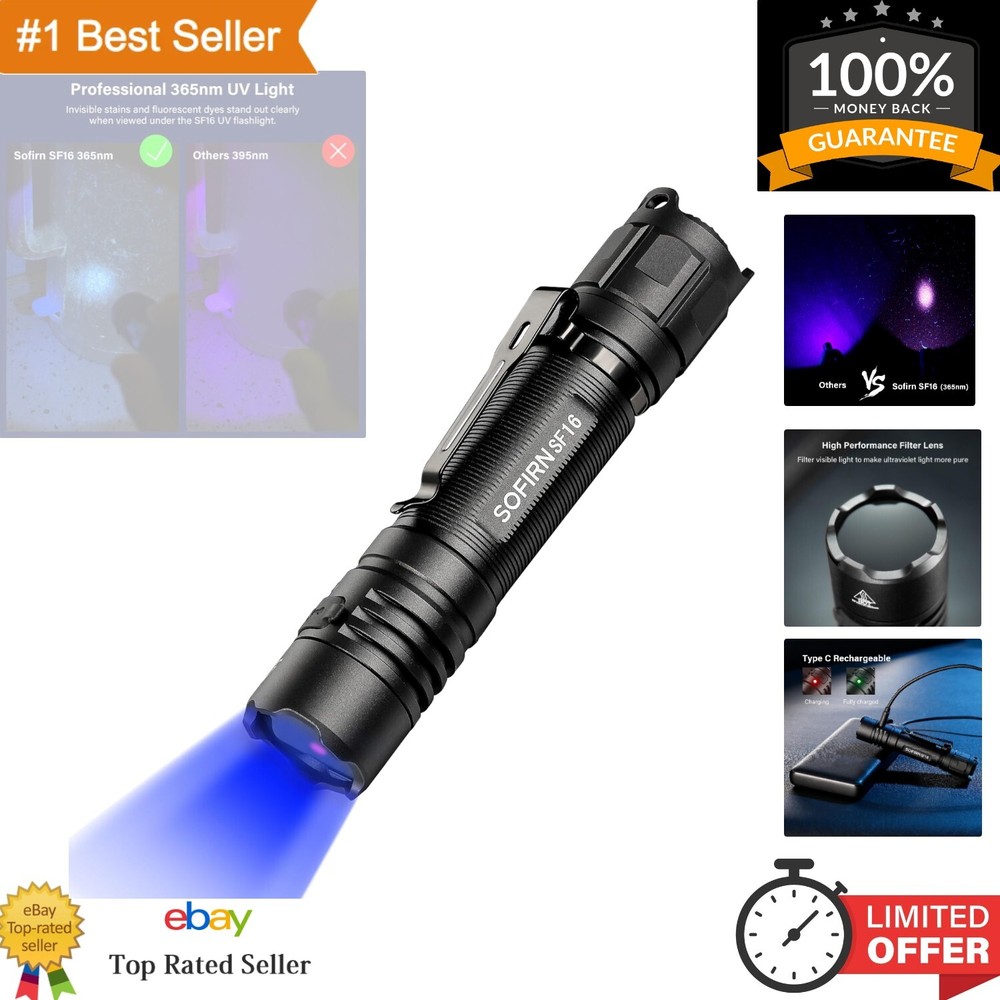 High Power UV Blacklight Flashlight - Detect Invisible Stains & Secure ID Checks
