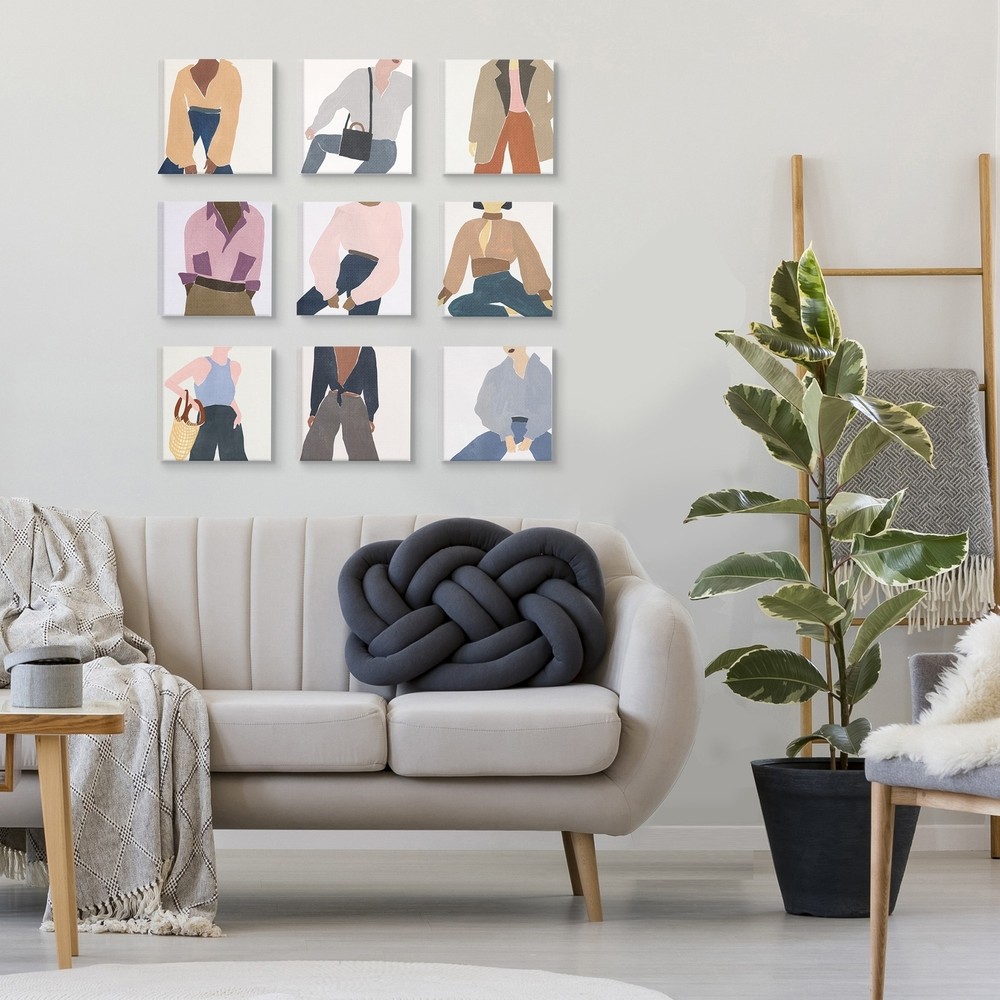 Stupell Fashion Styles and Female Figures Paintings, 9pc  12 x 12