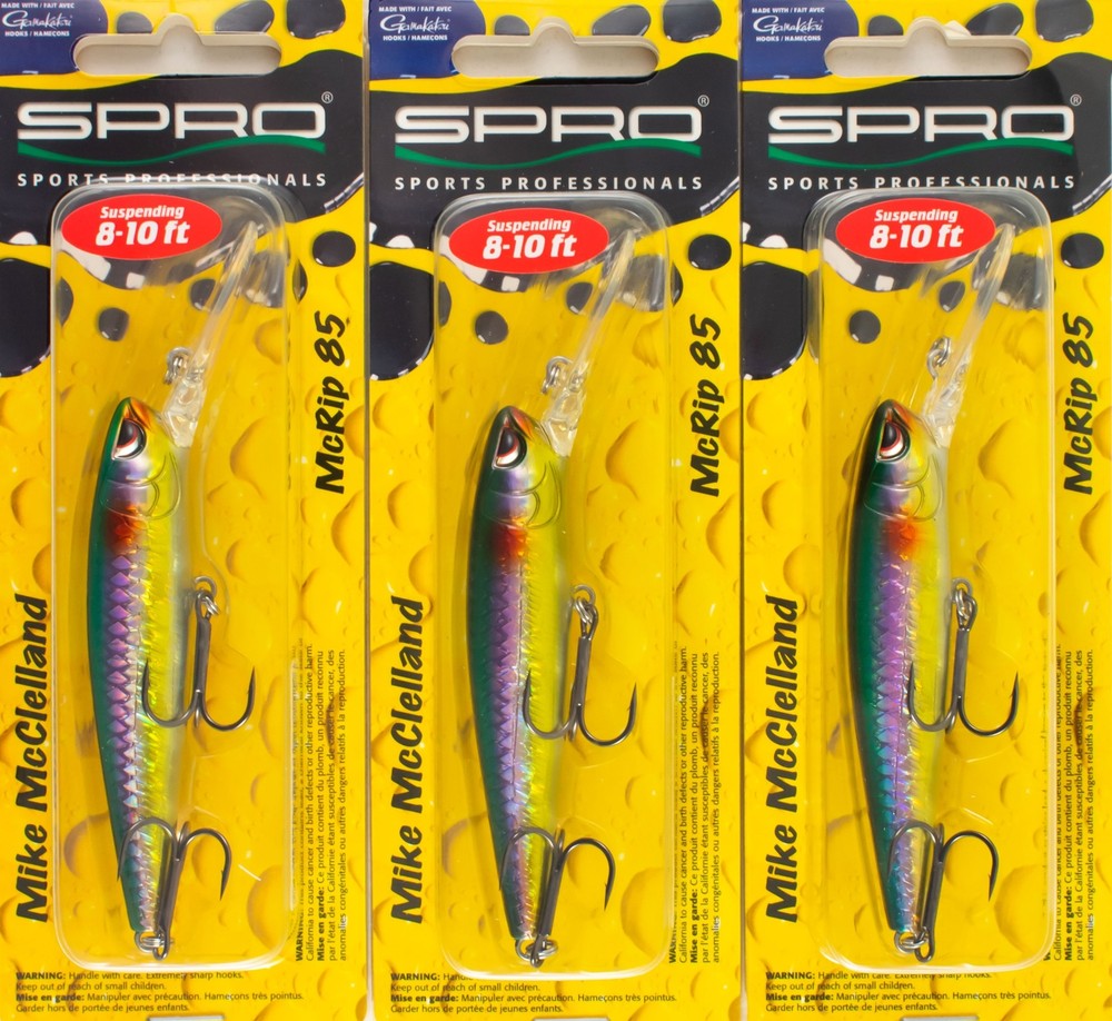 (LOT OF 3) SPRO MCRIP 85 JERKBAIT 1/2OZ SMR85OGL #07 OLD GLORY L4352