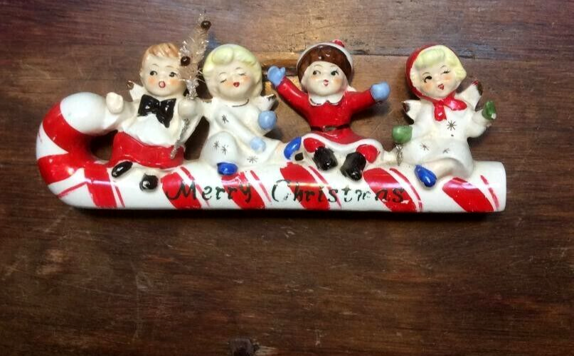 Vintage Commodore Candy Cane Children Figurine. Christmas Decor.