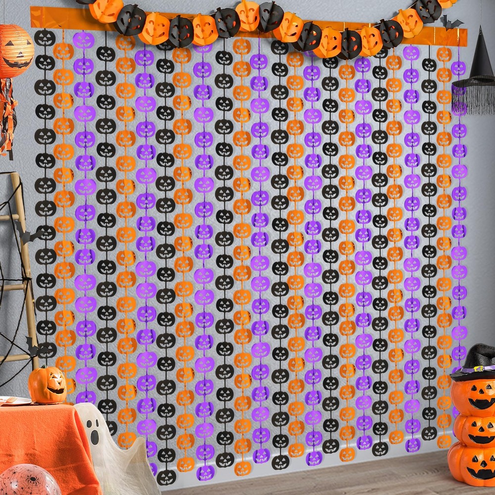 Best Party Decorations 2 Pack Orange Purple Black Pumpkin Metallic Foil Fringe