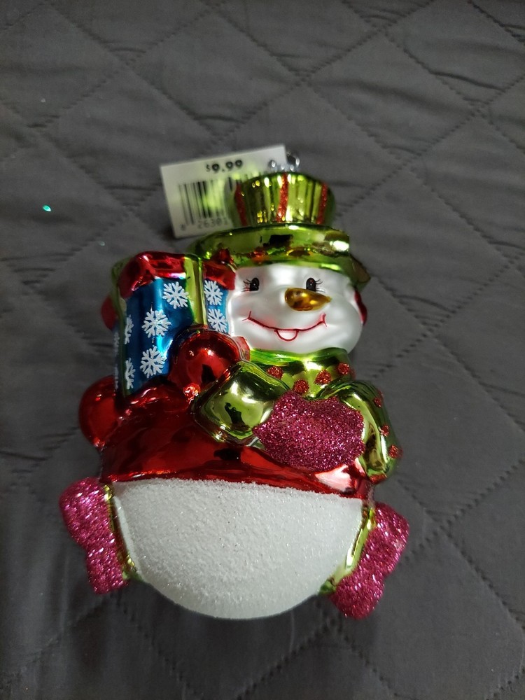 Christopher Radko Snowman Glass Christmas Ornament