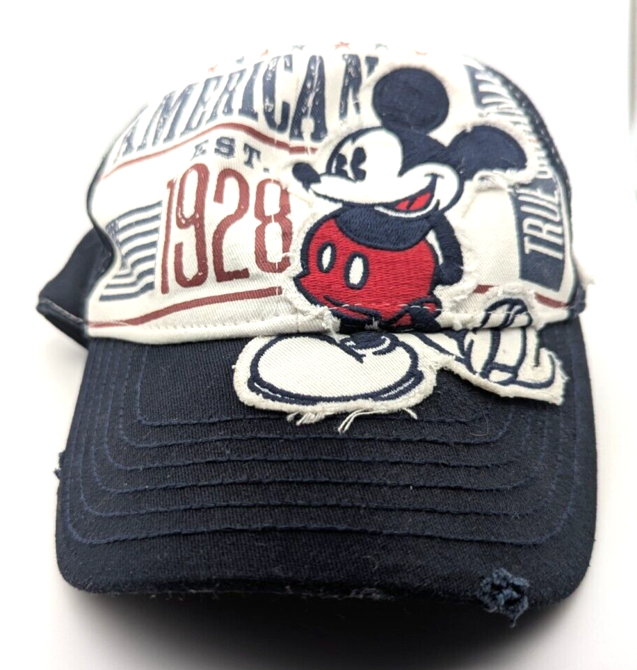 Disney Mickey Mouse Distressed Baseball Cap True Original WDW Est 1928