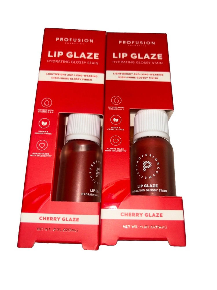 PROFUSION Cosmetics Hydrating Lip Glaze Glossy Stain Duo in Cherry Glaze