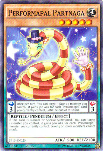 Performapal Partnaga SP15-EN025 Common 1st Edition x3 Near Mint Yugioh Card