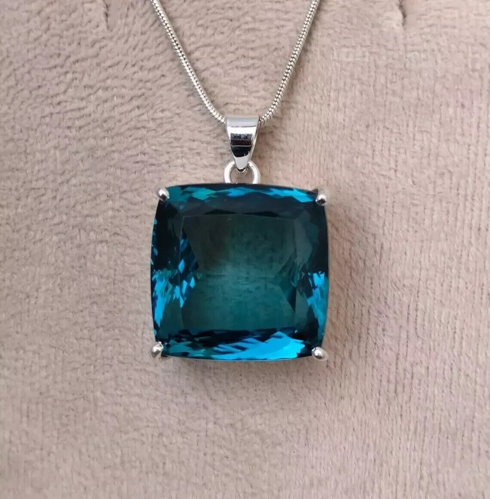 London Blue Topaz Pendant 925 Sterling Silver Pendant Gemstone Jewelry 79.80 ct