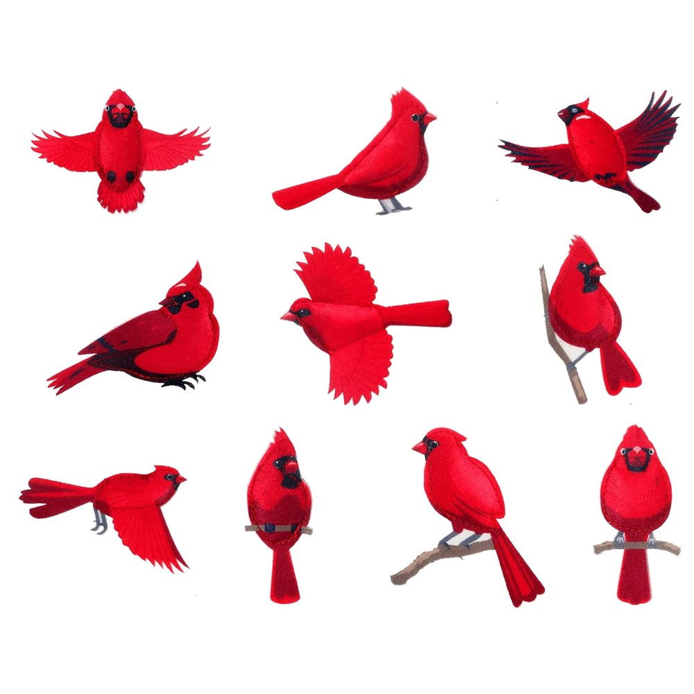 Red Bird Ornaments for Christmas Tree 10X Christmas Decorations for Door, Wall
