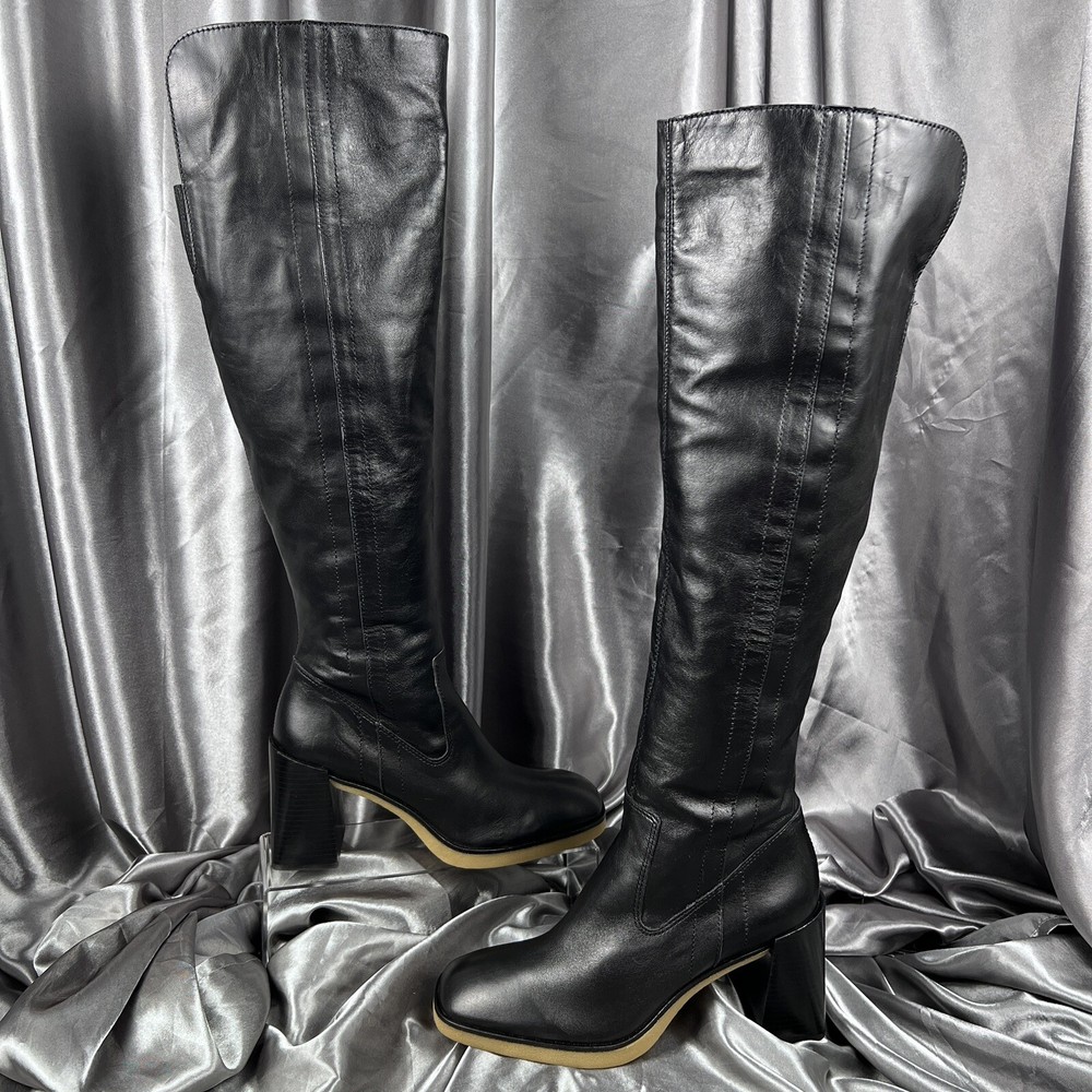 Vince Camuto Eyana Wide Calf Boots Women’s 7.5 Over-the-Knee Side Zipper Black