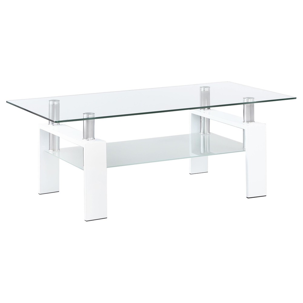 - Dyer - Metal and Glass - Rectangular Coffee Table with Clear Glass Top, Fro...