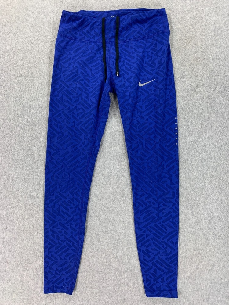 Nike Dri Fit 3/4 Length Running Training Leggings (Women's Small) Blue