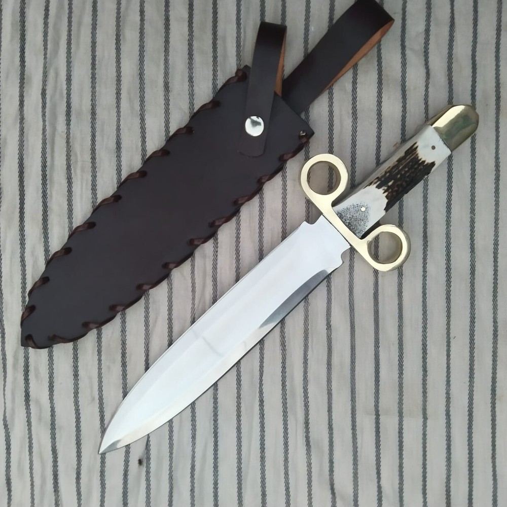 Movie Replica Tombstone Double Ring Guard Dagger Knife  with stag handle.