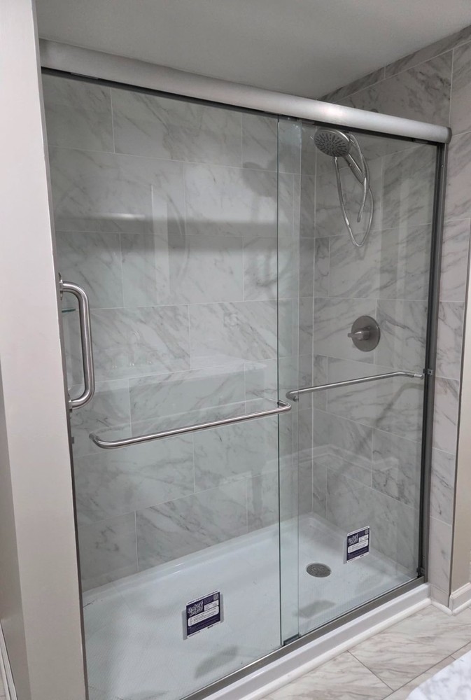 60-Inch Brushed Nickel Sliding Glass Shower Door for Bathroom 72-Inch Height