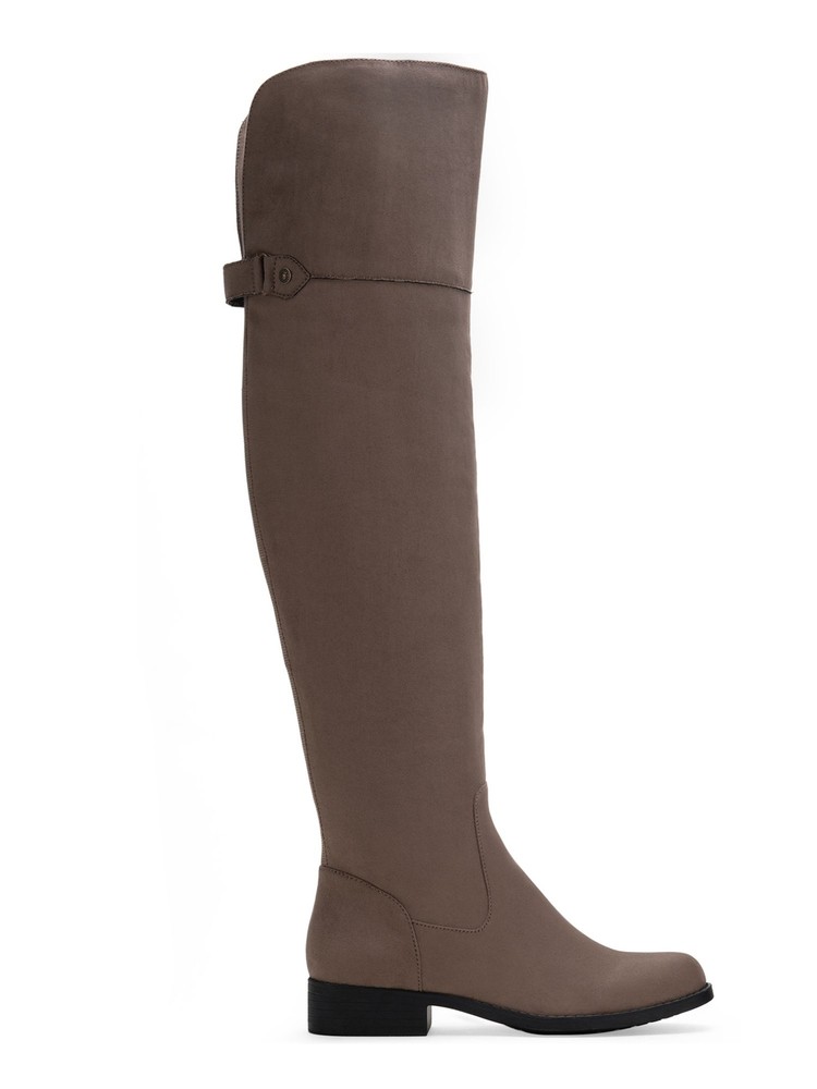 SUN STONE Womens Brown Wide Calf Allicce Round Toe Block Heel Riding Boot 5.5