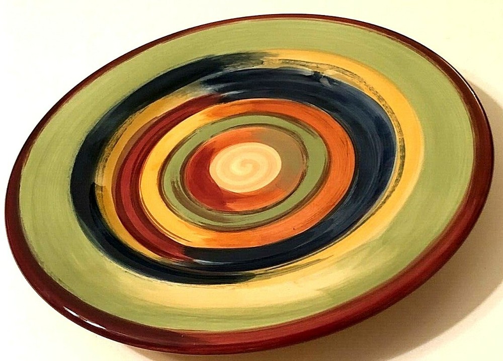Retired Home American Simplicity Sangria Stripe Ceramic Stoneware Dinner Plate