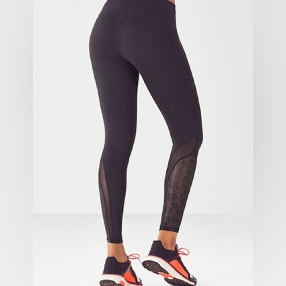 Fabletics Mid Rise PowerHold Leggings with Floral Mesh Size S