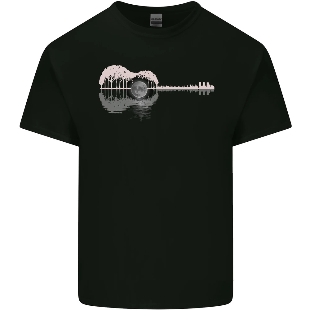 Acoustic Guitar Reflection Mens Cotton T-Shirt Tee Top