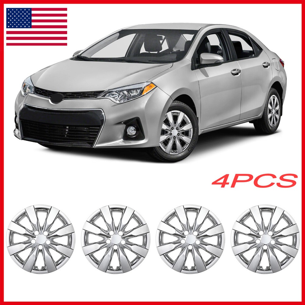 4PCS 16-Inch Chrome Snap-On Wheel Covers for 2014-2016 Toyota Corolla