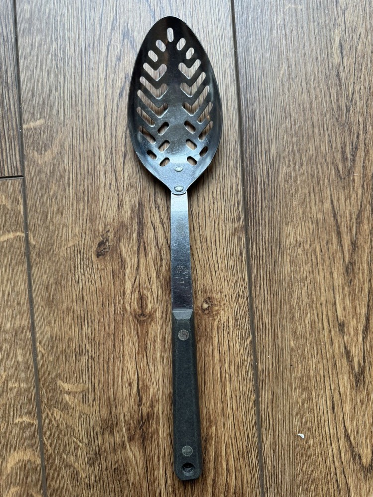 Flint Arrowhead Stainless Vanadium Slotted Serving Spoon w/Black Handle USA-Made