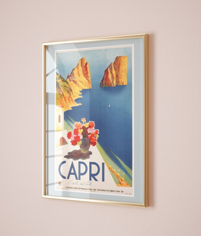 Capri Poster Capri Travel Print Blue Capri Wall Art Capri Vintage Travel Poster